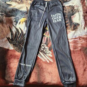 Faith Over Fear Athletic Pants Black Mens Size Medium